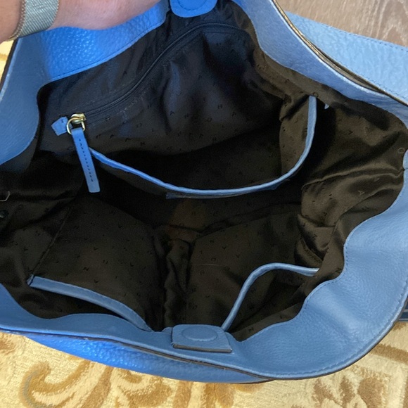 Cole Haan Blue/Lilac Soft Pebble Leather Hobo Style Shoulder Bag. - Picture 8 of 14